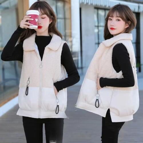 Куртка женская Korean Fashion Vests For Women Autumn Winter Thick Fleece Womens Jacket Sleeveless Sweater Warm Vest Femme 2021
