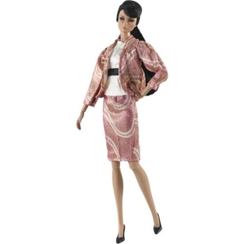 Fashion Doll Clothes For Barbie Doll Pink Coat Shirt Skirt Handbag Purse Party Costume Outfits For 1/6 BJD Dolls Accessories