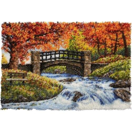 Scenery Latch Hook Kits Rug Making Kits DIY for Kids/Adults Needle Craft with Printed Canvas Pattern Home Decoration