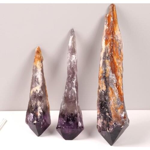 30cm Natural Brazil Raw Amethyst Point Wand Crystals Healing Stones Crystal Point Wand Specimen Reiki Stone Healing Mineral 1pc