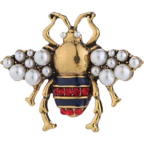 Bee enamel pin Fashion Imitation Pearls Insect Brooches For Women Statement Jewelry Accessories anime icons clothes for women