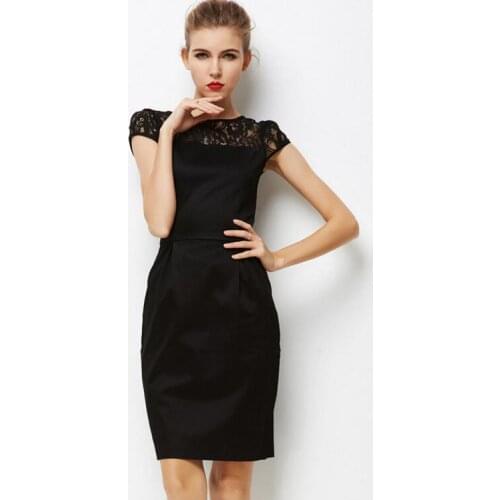 Dress Size Summer Plus Women Black Lace Maxi Office Party dresses Fashion O-Neck High Quality Ladys Clothing Free Shipping