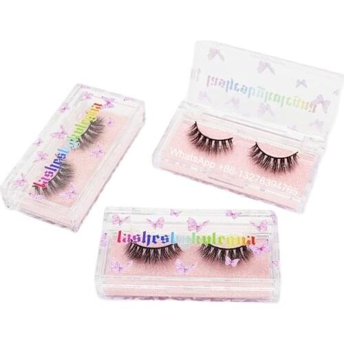 Transparent Acrylic Lash Case With Tray Handmade 20mm Crisscross Mink Eyelashes Custom Mink Lashes Packaging Box With Your Logo