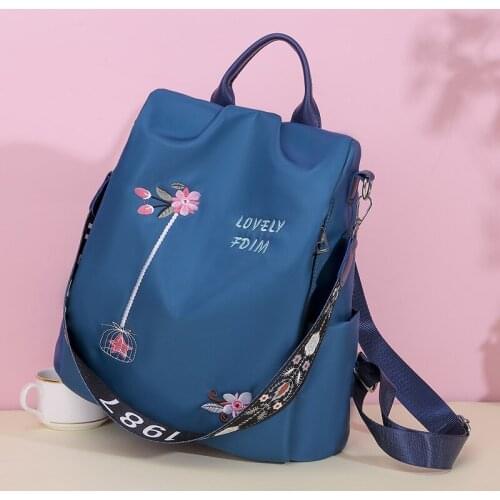 Backpack Womens 2021 New Korean Oxford Embroidered Fashion Backpack Large-capacity Anti-theft Joker Travel Bag