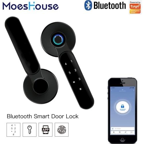 Bluetooth Tuya Smart Door Lock Multiple Unlocking Fingerprint Lock, Security Intelligent Smart Life APP Password RFID Door Lock