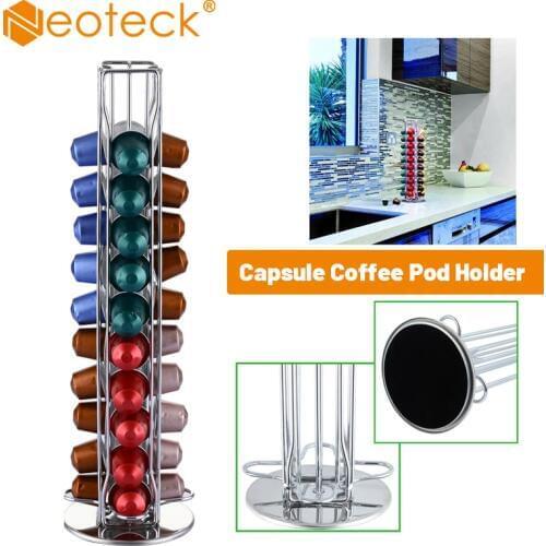 Neoteck For Nespresso 40 Rotating Capsule Coffee Pod Holder Stand Rack Revolving Tower Capsule Coffee Pod Holder