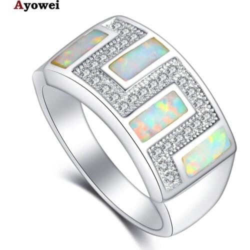 Top quality pendientes White fire Opal Silver Stamped Shining Zirconia Rings fashion jewelry USA size #6#6.5#7#7.5#8.5#9 OR725A