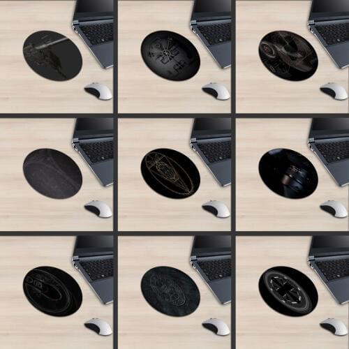 XGZ Dock Room Round Mouse Pad Black and White Color Guns Embedded Triangle Ring Bottle Pentagon