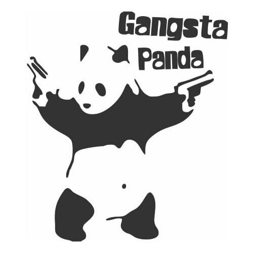 Funny Giant Panda Is Holding A Gun In Both Hands Car Decal Gangsta Panda Car Mural Car Rear Windshield Design Waterproof FA159