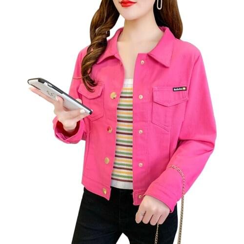 Denim Jackets Female 2021 New Spring Autumn Cowboy Jacket Lady Short Outerwear Plus Size Loose Color Jacket Womens Tops Clothes