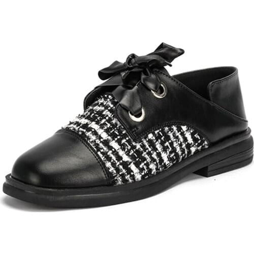 Womens Spring/Autumn Shoes Round Toe Female Ribon Lace Up Solid Oxford Shoes