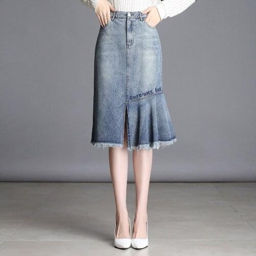 Women Pleated Tutu Tennis Beach Kawaii Skirt Jupe Punk Short Blue Denim Fish Tail Skirts High Waist Bandage Sexy Mini Summer