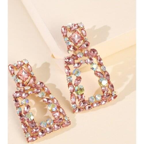 JURAN za Boho Crystal Glass Women Drop Earrings Fashion Wedding Shiny Dangle Statement Earrings Jewelry Statement Party Gift