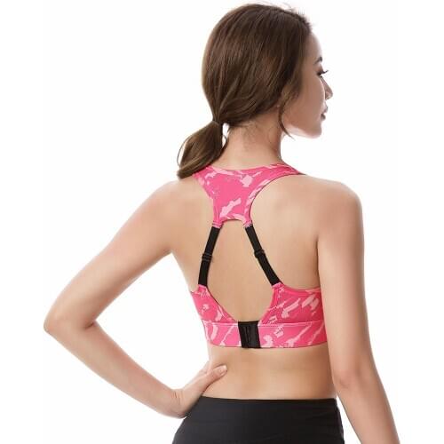 Plus Size XXXL Push Up Sports Bra Women Adjustable Back Buckle Nylon Print Yoga Underwear Gym Bra Workout Crop Top For Fitness