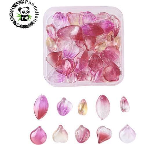 1Box Glass Pendants Petal Beads Charms Shell Shape Glass Beads for DIY Bracelet Earring Necklace Pendant Jewelry Making Colorful