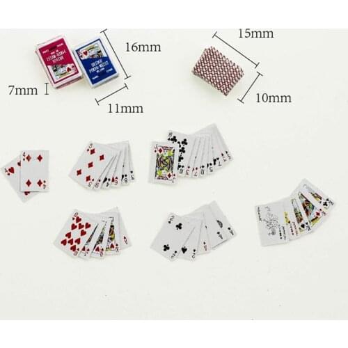 2Sets Cute 1:12 Miniature Games Bridge Poker Mini Dollhouse Playing Cards