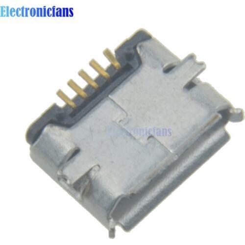 50pcs Micro USB 5P,5-pin Micro USB Jack,5Pins Micro USB Contor Tail Charging socket mini USB
