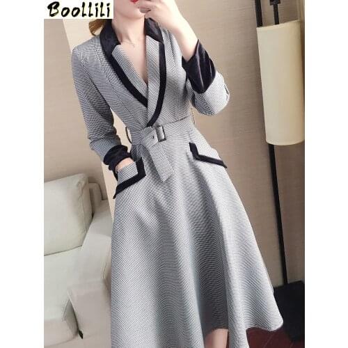 Boollili Korean Vintage Sexy Party Dress Elegant OL Office Dress Spring Autumn Dress Women Clothes 2020 Womens Dresses Vestidos
