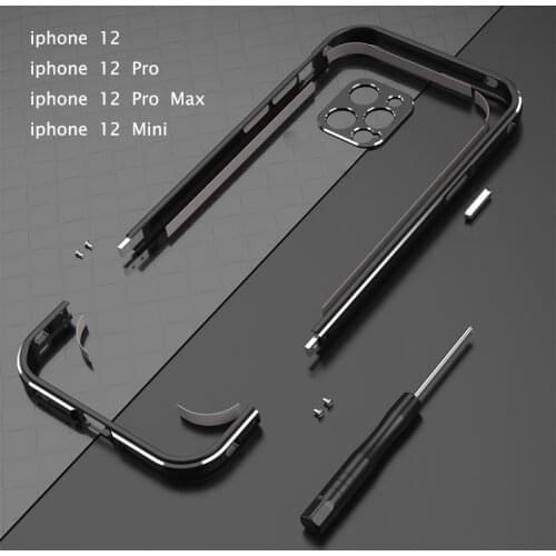 Bumper Case For iPhone 12 /12 Pro/12 Pro Max Mini Aluminum metal Frame Slim Cover phone case+ carmera Protector