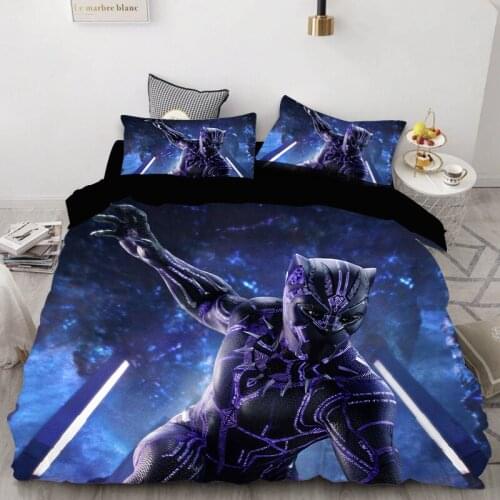 Black Panther Bedding Set Disney Marvel Duvet Cover Sets with Pillowcases Bed Linings Kids Children Boys Bedspread Decoration