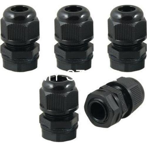 Black Plastic Waterproof Connector M16 4-8mm Dia Cable Gland