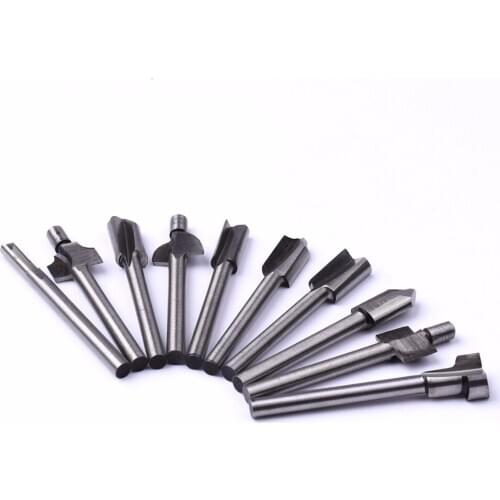 10pcs 3mm Shank HSS Wood Router Bit Straight End Mill Trimmer Cleaning Flush Trim Corner Bits Tools Milling Cutter