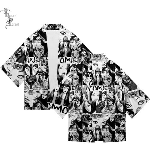 NEW Junji Ito 3D Print Anime Japanese Kimono Haori Yukata Cosplay Women/Men Fashion Summer Casual Cool Short Sleeve Streetwear