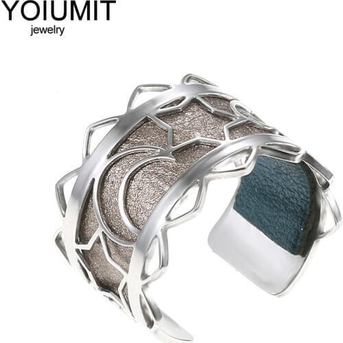 Cremo Adjustable Rings Minimalist Design Finger Rings For Women Jewelry Stainless Steel Rings Bague Interchangeable Leather Ring