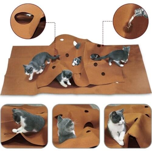 Cat Playing Mat Training Pet Activity Play Mats Collapsible Pets Rug Scratch Resistant Toys Bite Pad