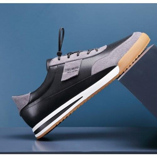 Mens shoes cowhide white shoes flat casual shoes lace-up sneakers outdoor sports running shoes