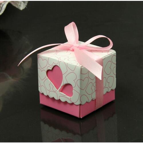 Ribbons Are Included Wedding Favor Candy Boxes Pink/ Purple/ light purple Colours Wedding Party Gift Box 200pcs