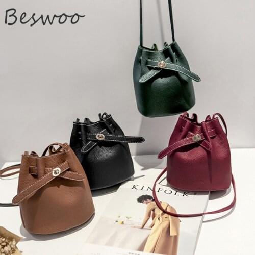 Fashion Simple Womens Bag 2021 Wholesale Korean Casual Cross-body Bags for Women Retro Solid Leather Bucket Bag Shoulder Bag