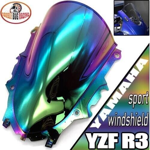 Motorcycle Racing Double Bubble Windshield WindScreen Visor Viser Deflector For YZF-R3 V2 2019 2020 YZF-R25 '19-'20 YZF R3 R25