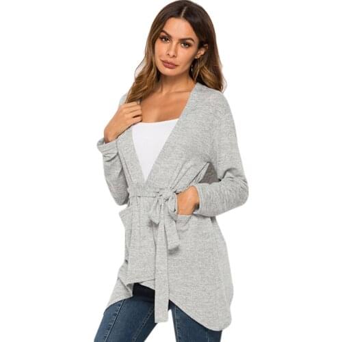 New European Women Thin Kimono Cardigan Long Sleeve Loose Irregular Hem Long Cardigan Women Outerwear Plus Size Black/Gray