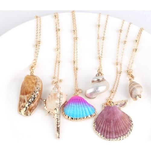 2021 Boho Conch Shell Necklace Sea Beach Shell Pendant Necklace For Women Collier Femme Shell Cowrie Summer Jewelry Bohemian
