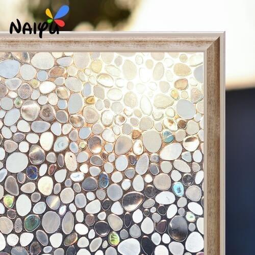 Pvc Cobble Pattern Heat Insulation Opaque Explosion-proof No-glue 3d Static Cling Decorative Glass Films Window Film Sticker