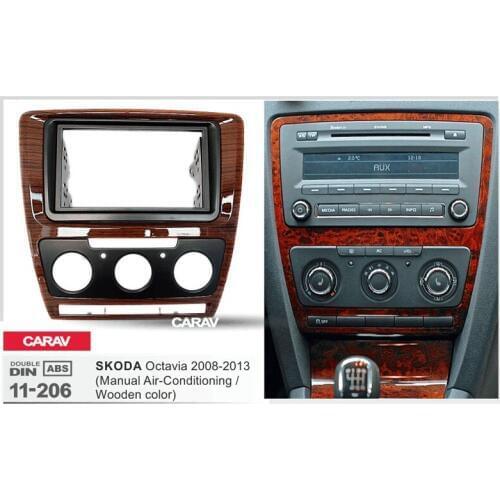 Radio Fascia for SKODA Octavia 2008-2013 Manual Air-Conditioning Double Din Radio DVD Stereo CD Panel Dash Mount CARAV 11-206