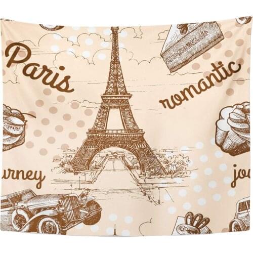 Romantic Rose Paris City French Love Heart Word Lifestyle France Europe Tapestry Home Decor Wall Hanging for Living Room Bedroom