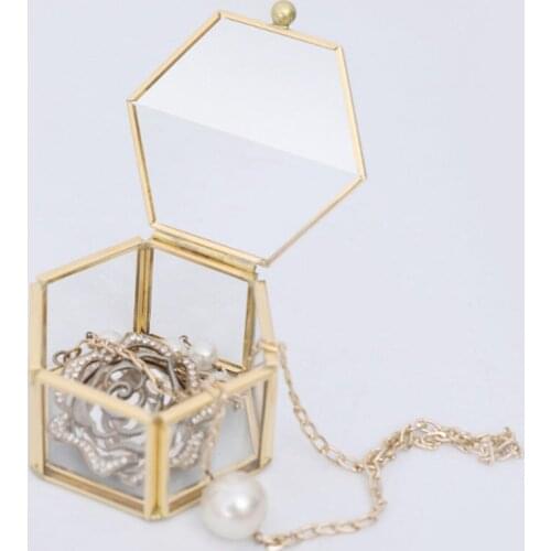 1PC Geometrical Clear Glass Jewelry Box Jewelry Organize Holder Ring Box Necklace Bracelets Earrings Jewelry Storage Accessories