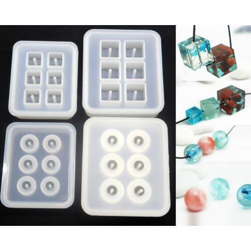 1pcs hot sale Transparent Rectangle Silicone Bead Molds Square Ball 6 Hanging Holes Resin Jewelry Making DIY Craft 9mm 12mm 16mm