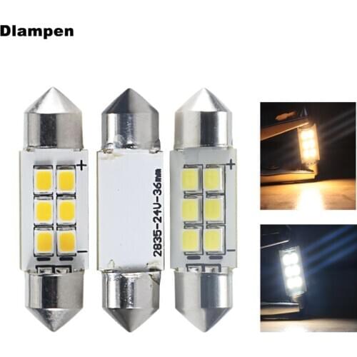 Super led festoon 36mm light canbus SMD 2835 6 leds 24v Error Free Auto Interior Doom Lamp truck License Plate bulb 24 volts