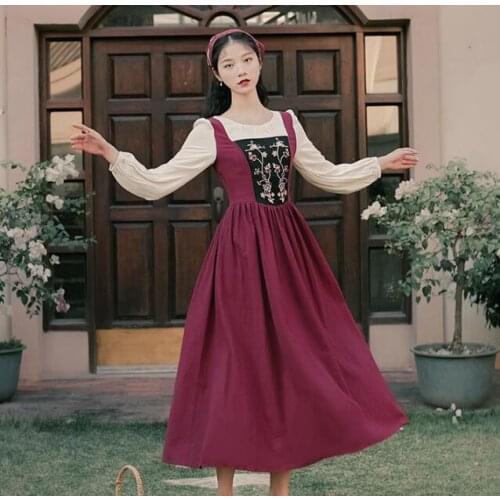 Vintage Pastoral Style Forest Mori Girl Embroidered Cotton Linen Kerchief African Lace Dresses for Women In Clothing Vestidos