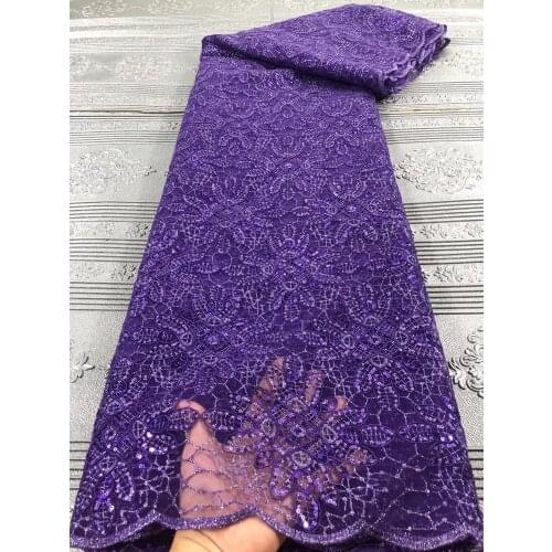 High Quality French Nigerian Sequins Net Lace,purple 2020 African Tulle Mesh Indian Dubai Style Lace Fabric For Party Dress