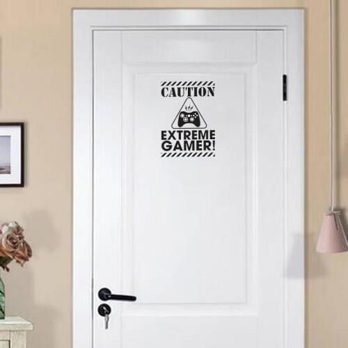 YOJA 18*25CM CAUTION EXTREME GAMER Childrens Room Door Decoration Applique Wall Sticker D1-0001