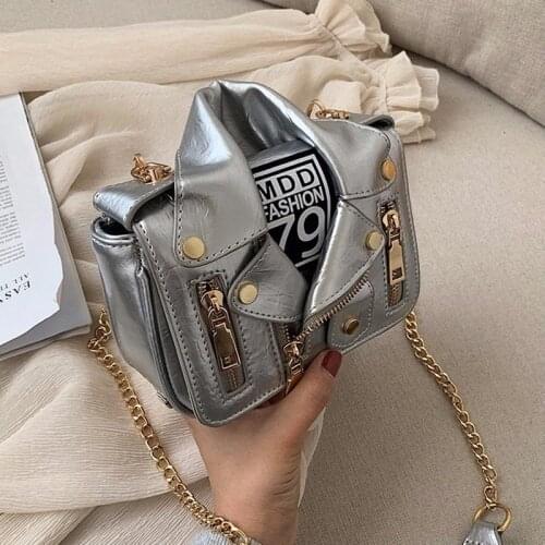 Ladies Fashion Cool Fun Jacket Messenger Handbag Wallet Removable Strap Leather Mobile Phone Shoulder Purse Pouch Bag For Women