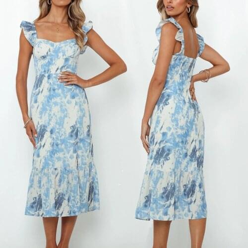 Sexy Waist Backless Ladies Dress Printing Sleeveless Strapless Slimming Women Dresses Szie S-L
