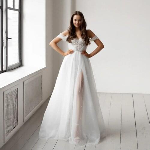 Sleeveless V-Neck Appliques Lace Sash Sexy Split Zipper Tulle A-Line Wedding Dress 2021 Vestido De Noiva Bridal Gown