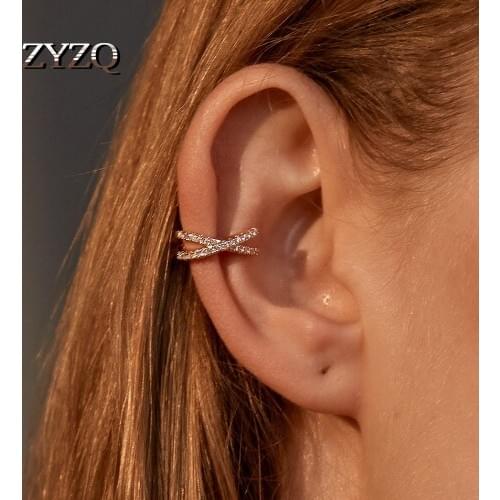 ZYZQ 1PC Punk Gold Metal Ear Cuff Ear Clip for Women No Pierced C Shape Geometric Small Earcuff Ear Wrap Earcuff Clips Jewelry