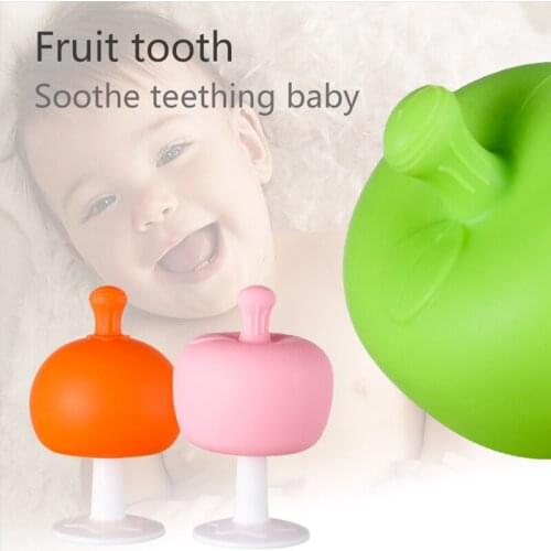 1PCS Suction Cup Toy For Newborns Baby Teethers Baby Training Toothbrush Childrens Fruit Teeth Latex Training Free For Babies