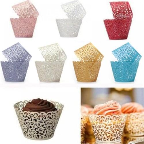 12pcs Cupcake Cases Hot Chic New Style Delicate Wedding Wrappers Baby Love Birthday Favors Vine Cases Cupcake